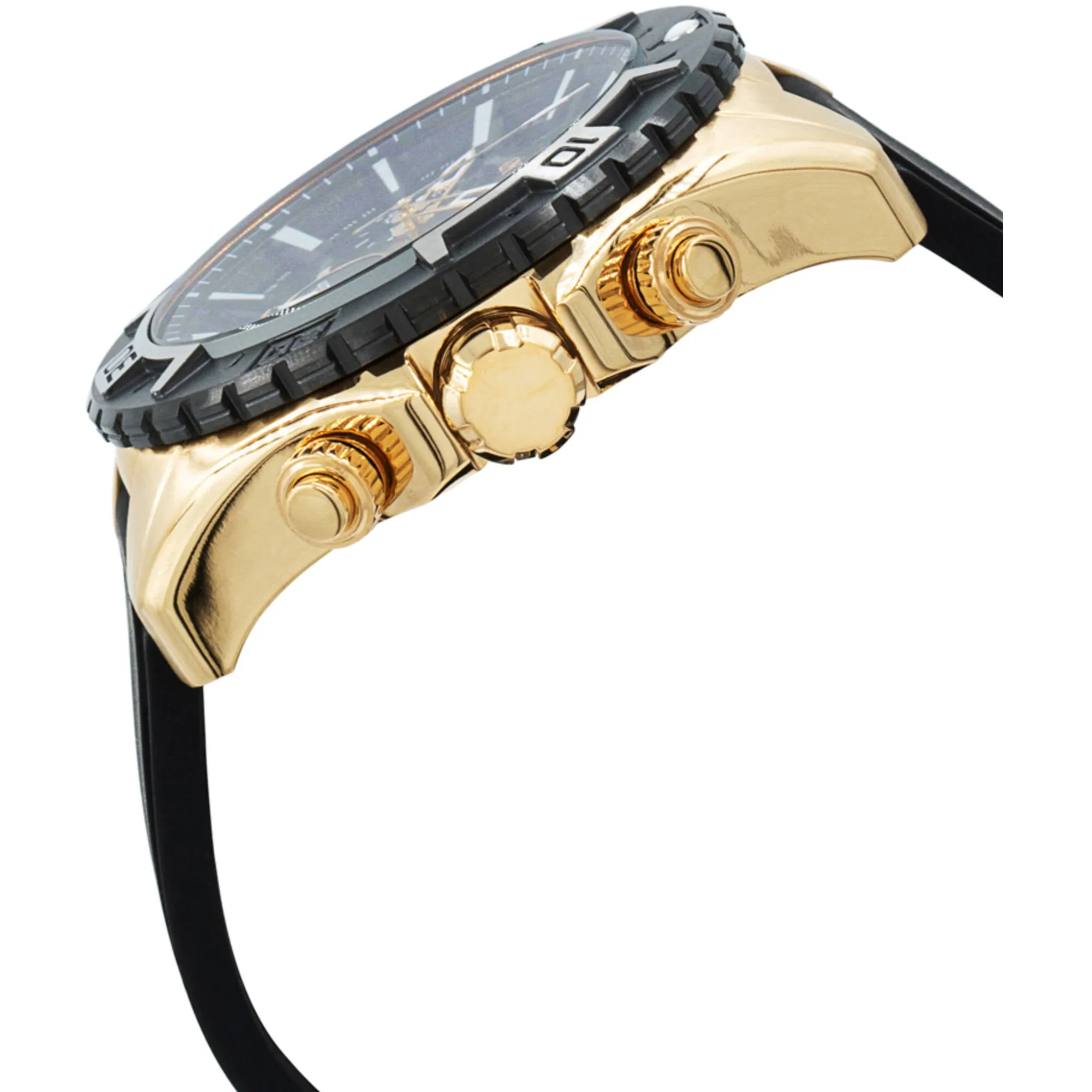 Invicta Men's Watch - Aviator Black Dial Yellow Gold Case Silicone Strap | 37627 Invicta Men's Watches
