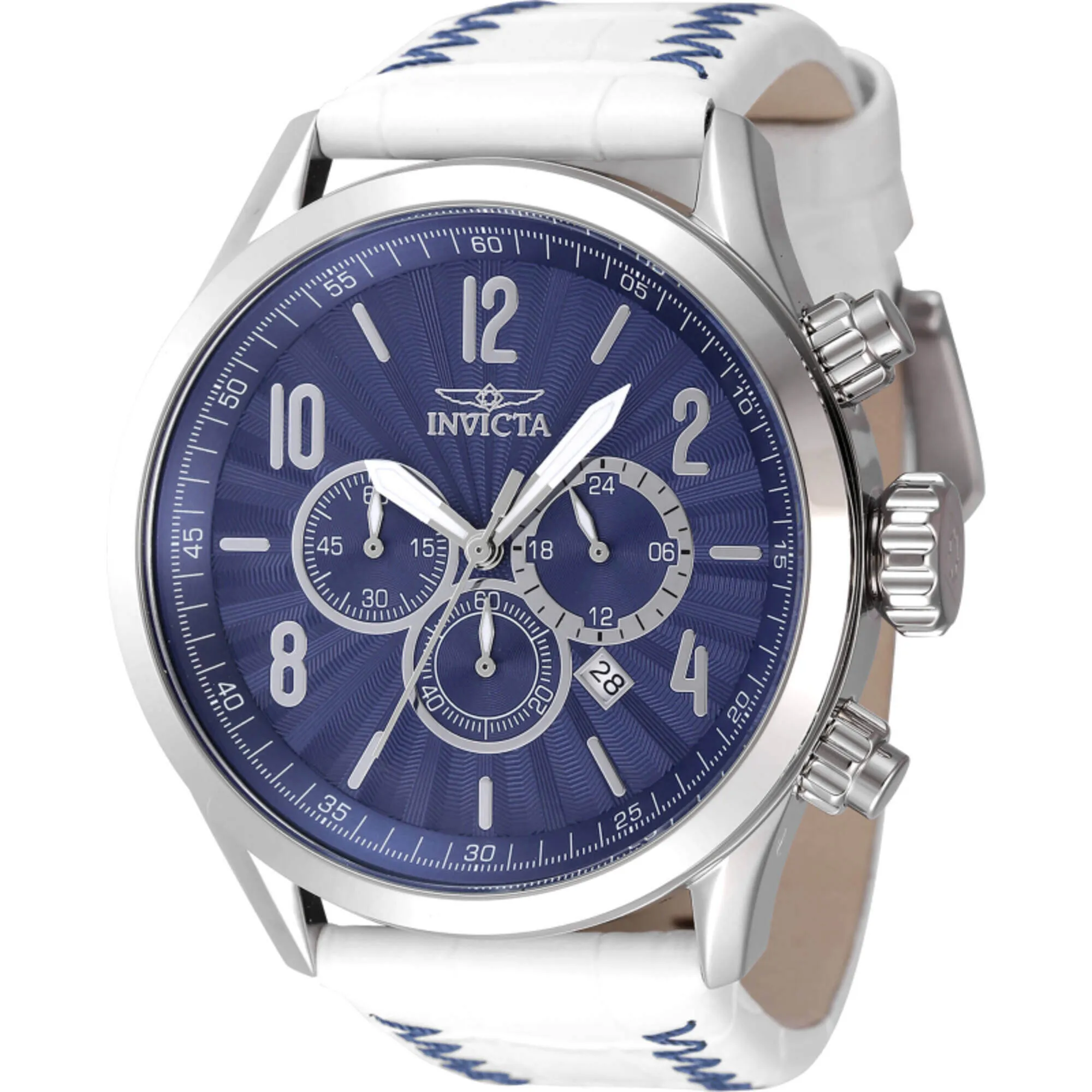 Invicta Men's Watch - Bolt Quartz Chronograph Blue Dial White Leather Strap | 46559 Invicta Men's Watches
