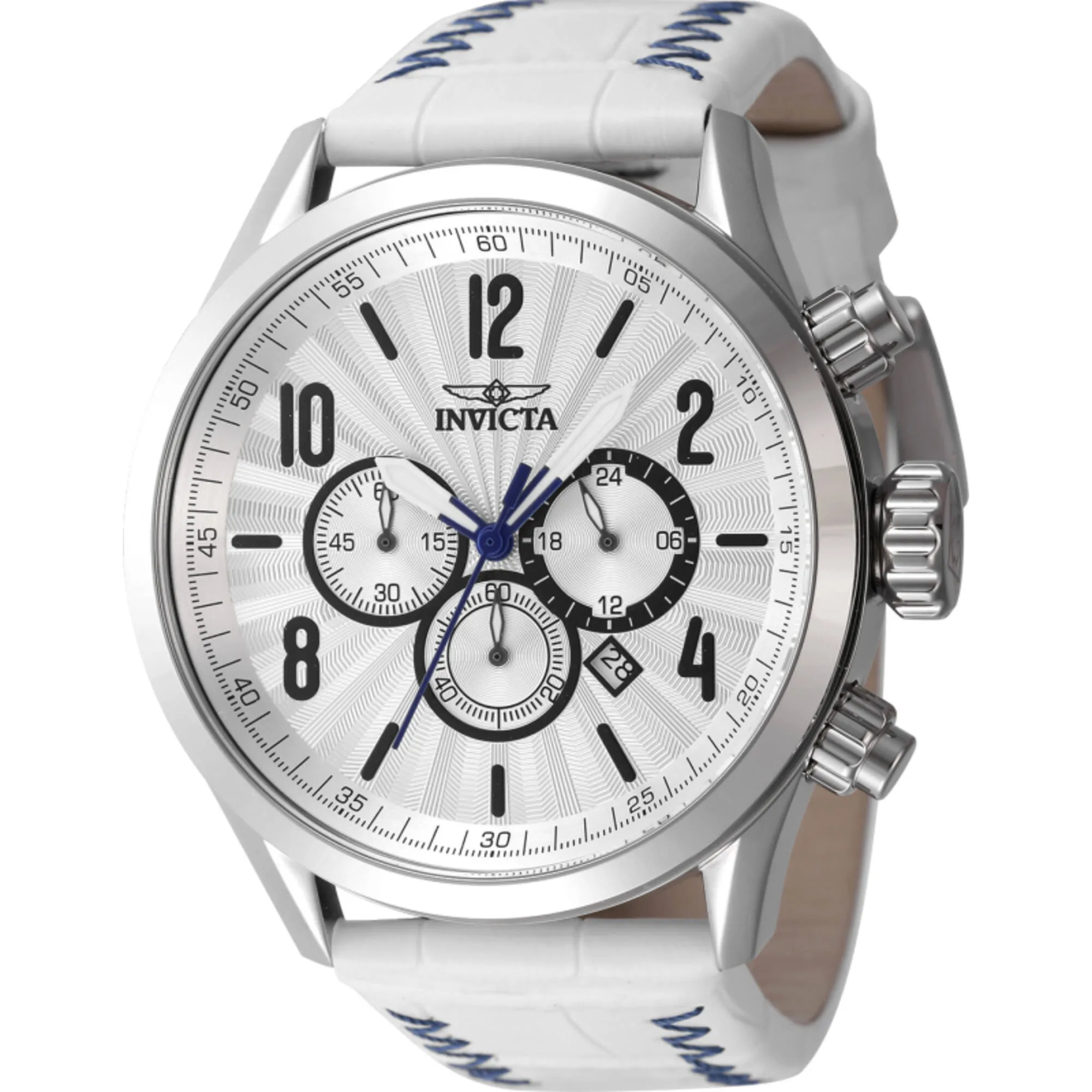 Invicta Men's Watch - Bolt Quartz Chronograph Silver Dial White Leather Strap | 46558 Invicta Men's Watches