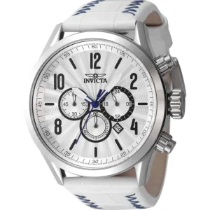 Invicta Men's Watch - Bolt Quartz Chronograph Silver Dial White Leather Strap | 46558 Invicta Men's Watches