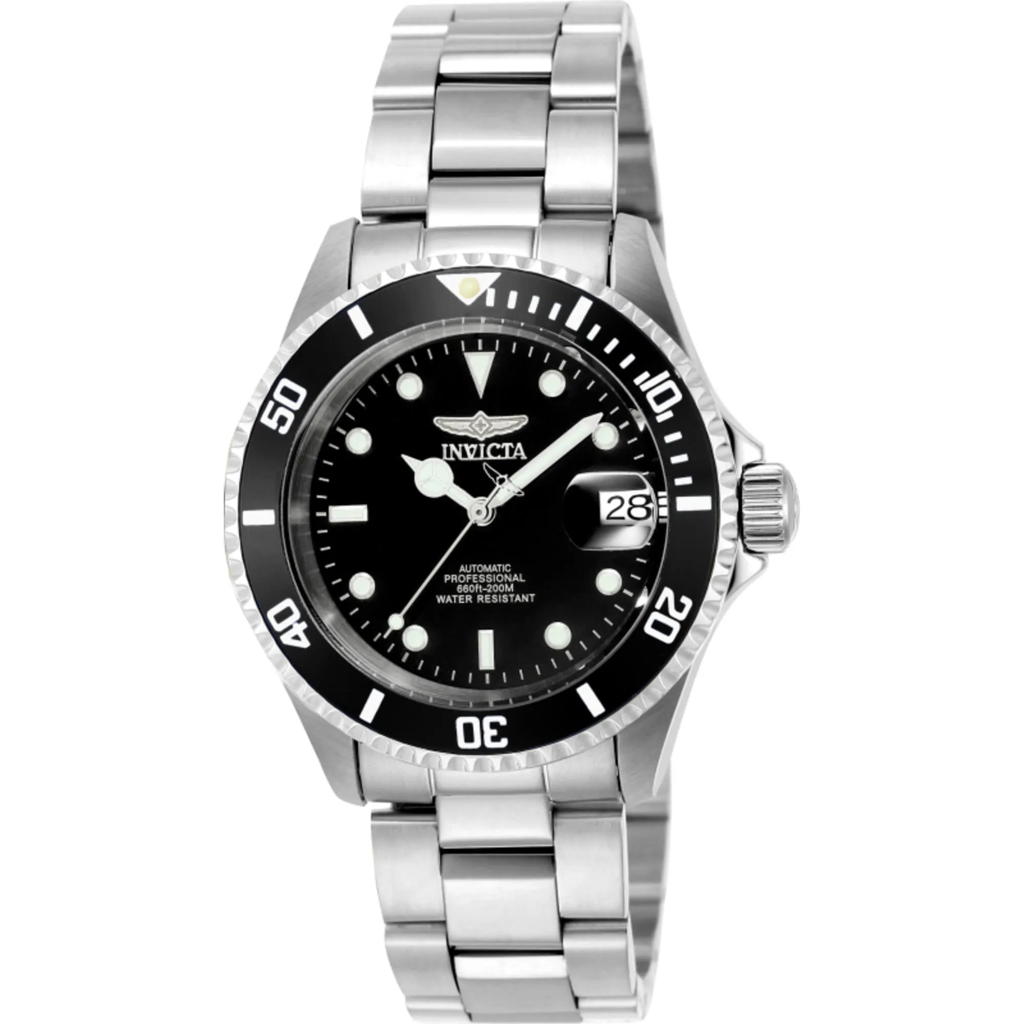 Invicta Men's Watch - Pro Diver Automatic Black Dial Silver Steel Bracelet | 9937OB Invicta Men's Watches