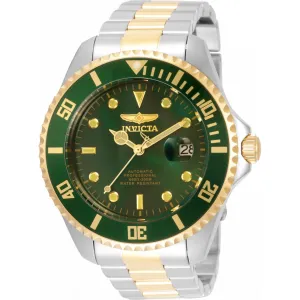 Invicta Men's Watch Pro Diver Automatic Green Dial Two Tone Steel Bracelet 35727 Invicta Men's Watches