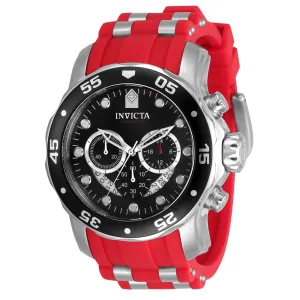 Invicta Men's Watch - Pro Diver Chronograph Black Dial Silver and Red Strap | 34009 Invicta Men's Watches