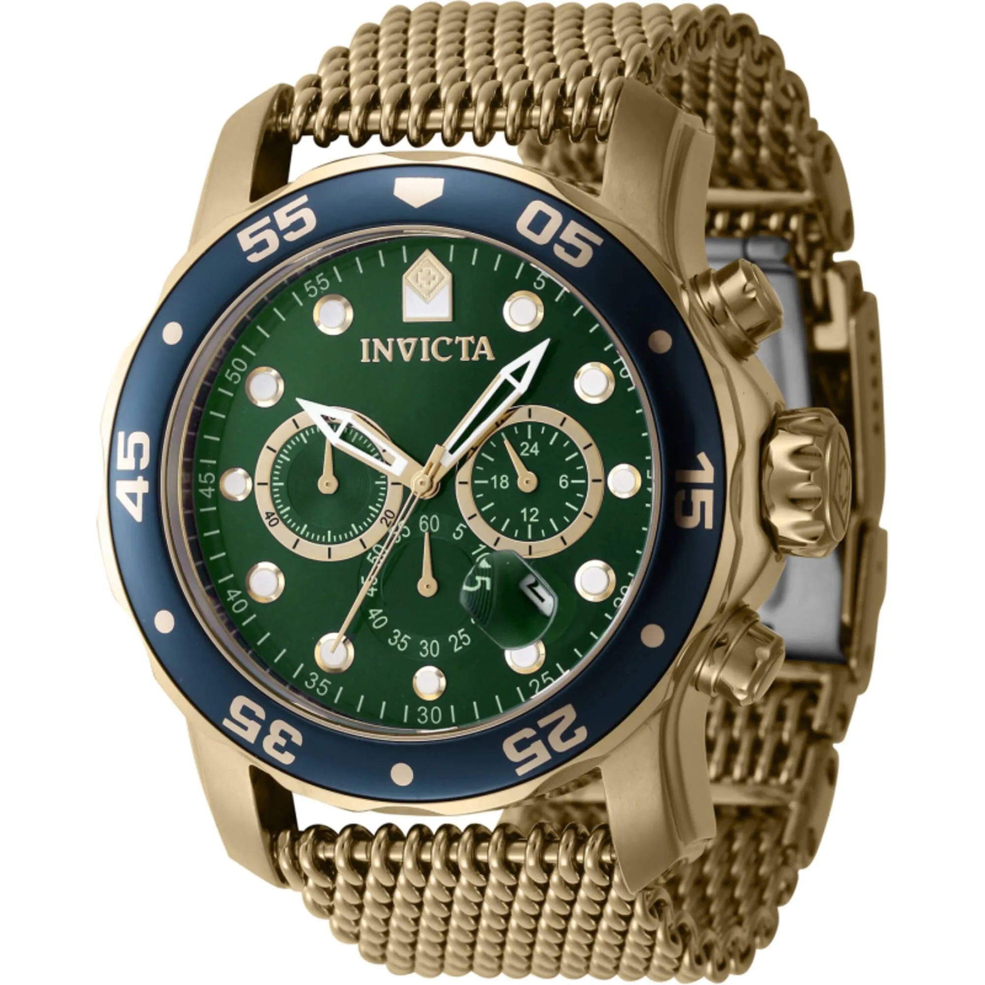 Invicta Men's Watch - Pro Diver Chronograph Green Dial Yellow Gold Bracelet | 47241 Invicta Men's Watches