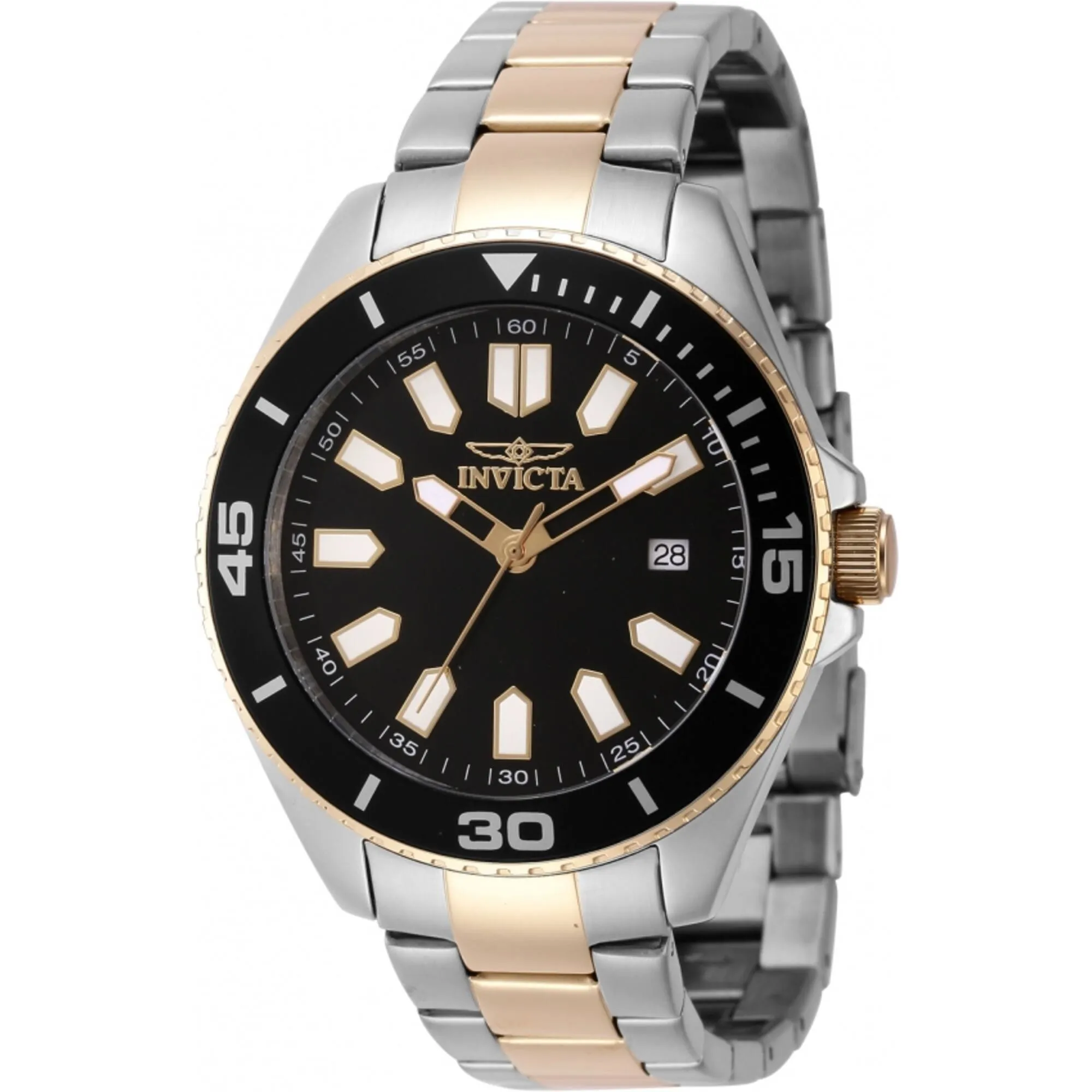 Invicta Men's Watch - Pro Diver Quartz Black Brass Dial Two Tone Bracelet | 46319 Invicta Men's Watches