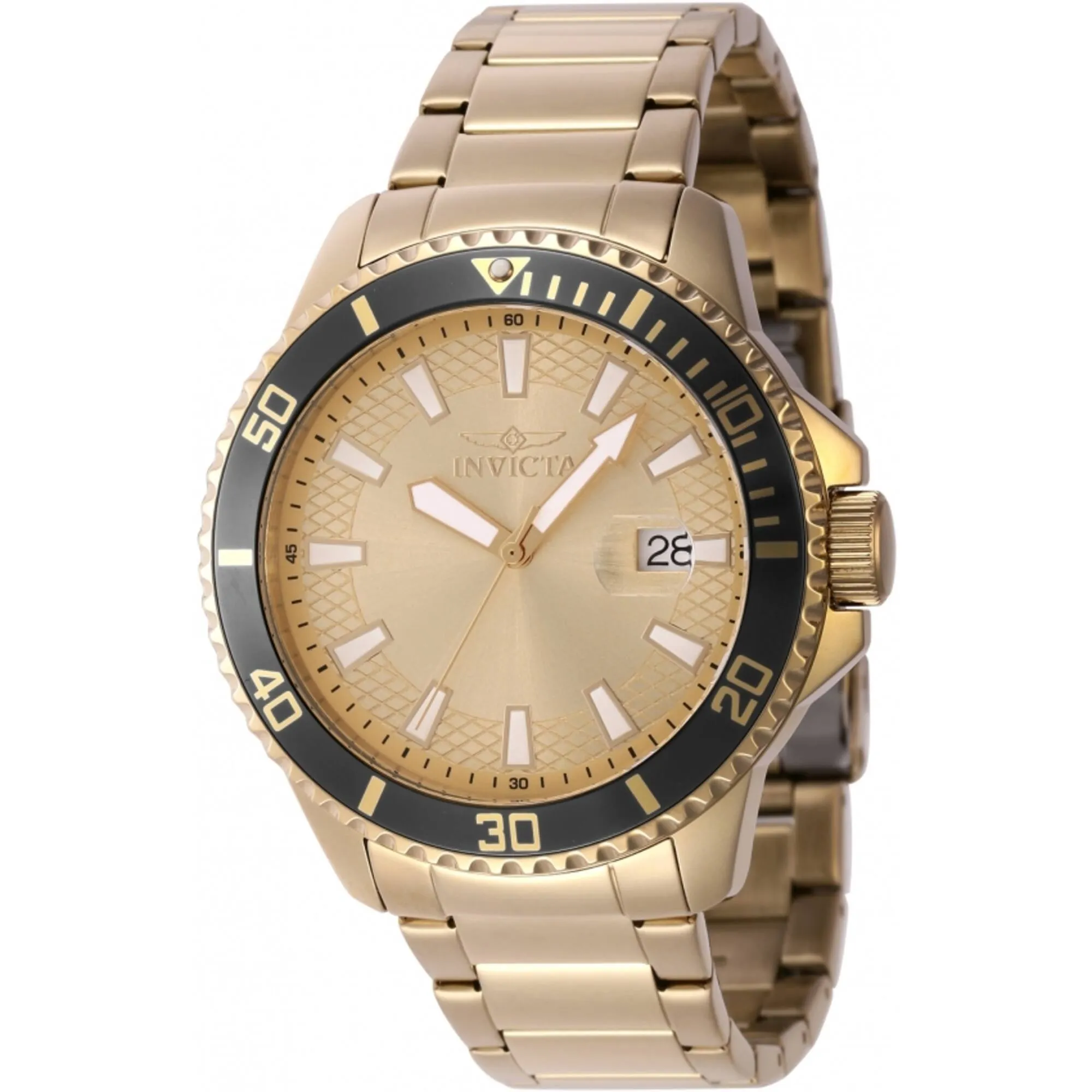 Invicta Men's Watch - Pro Diver Quartz Date Black/Gold Tone Bezel Bracelet | 46140 Invicta Men's Watches