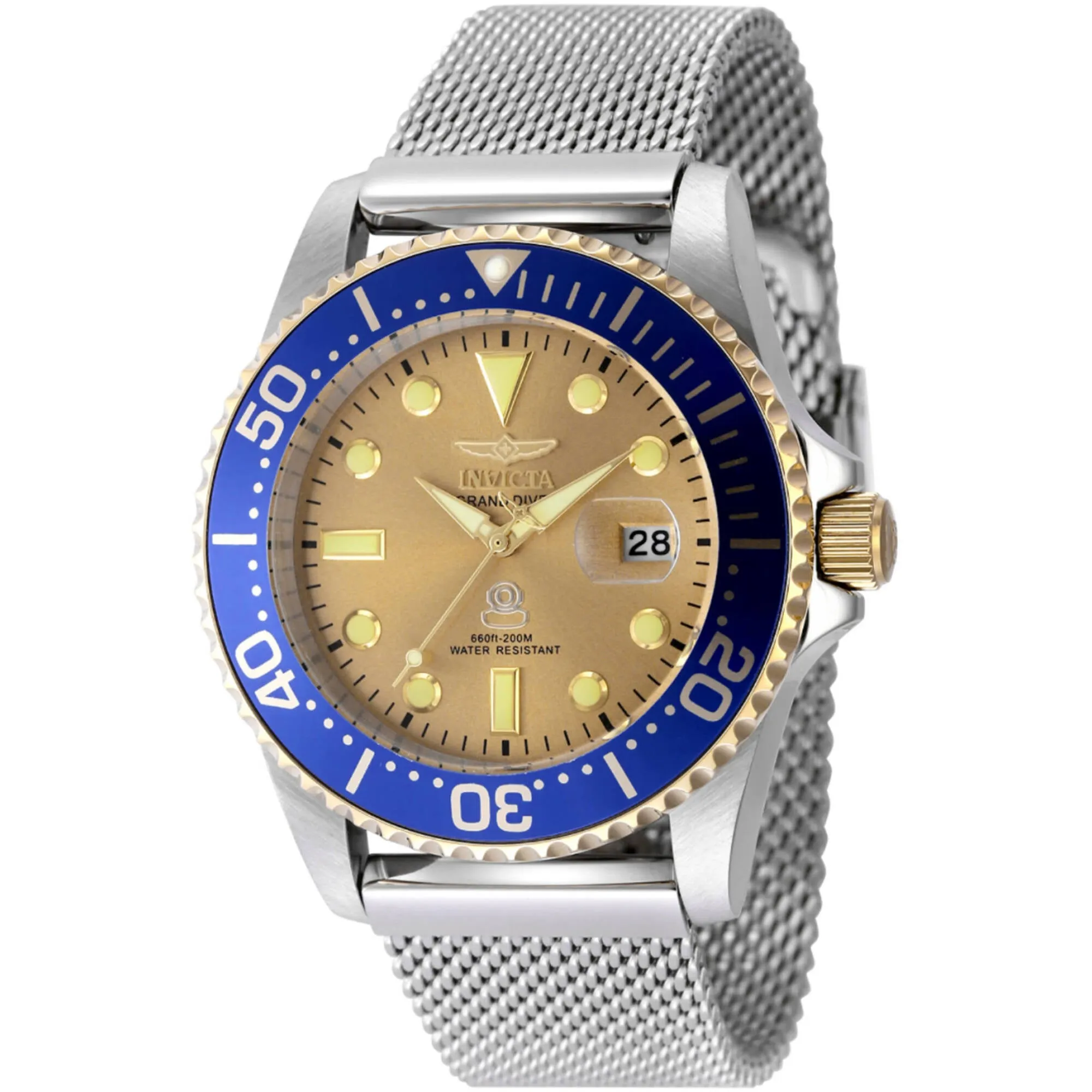 Invicta Men's Watch - Pro Diver Quartz Gold Tone Dial Silver Steel Bracelet | 48216 Invicta Men's Watches