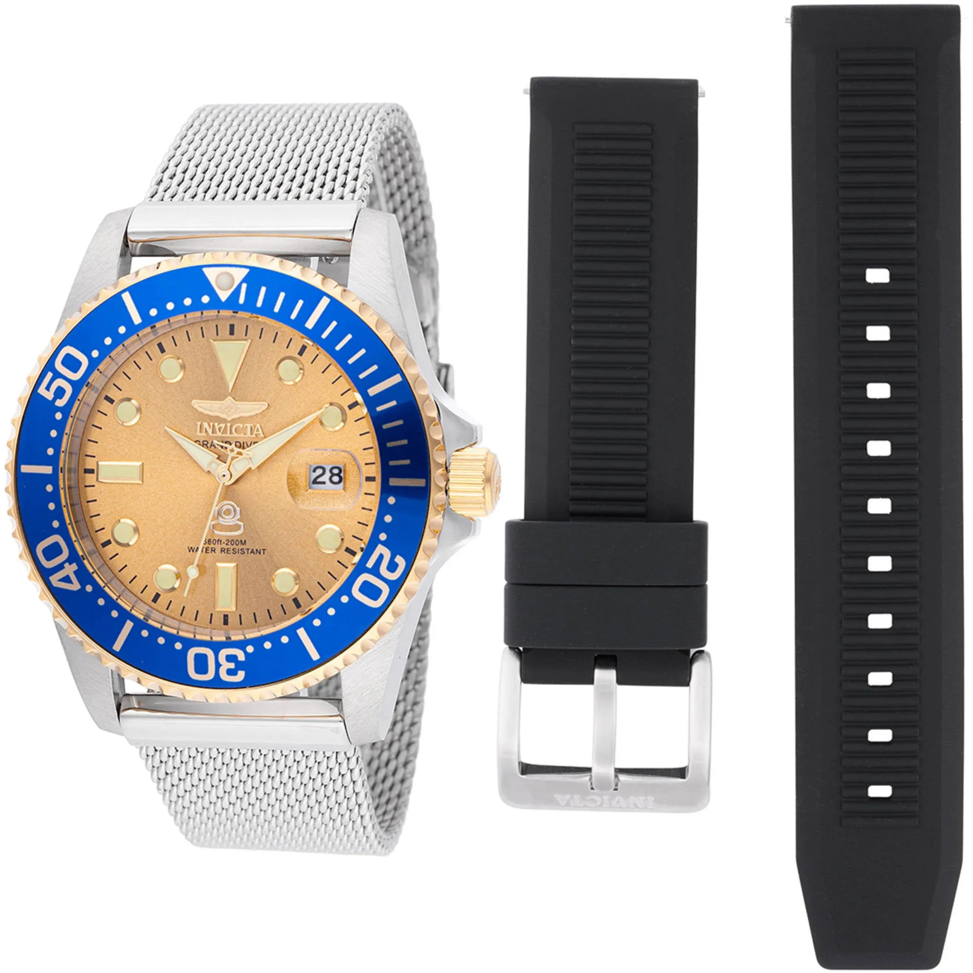 Invicta Men's Watch - Pro Diver Quartz Gold Tone Dial Silver Steel Bracelet | 48216 Invicta Men's Watches