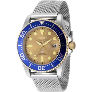 Invicta Men's Watch - Pro Diver Quartz Gold Tone Dial Silver Steel Bracelet | 48216 Invicta Men's Watches