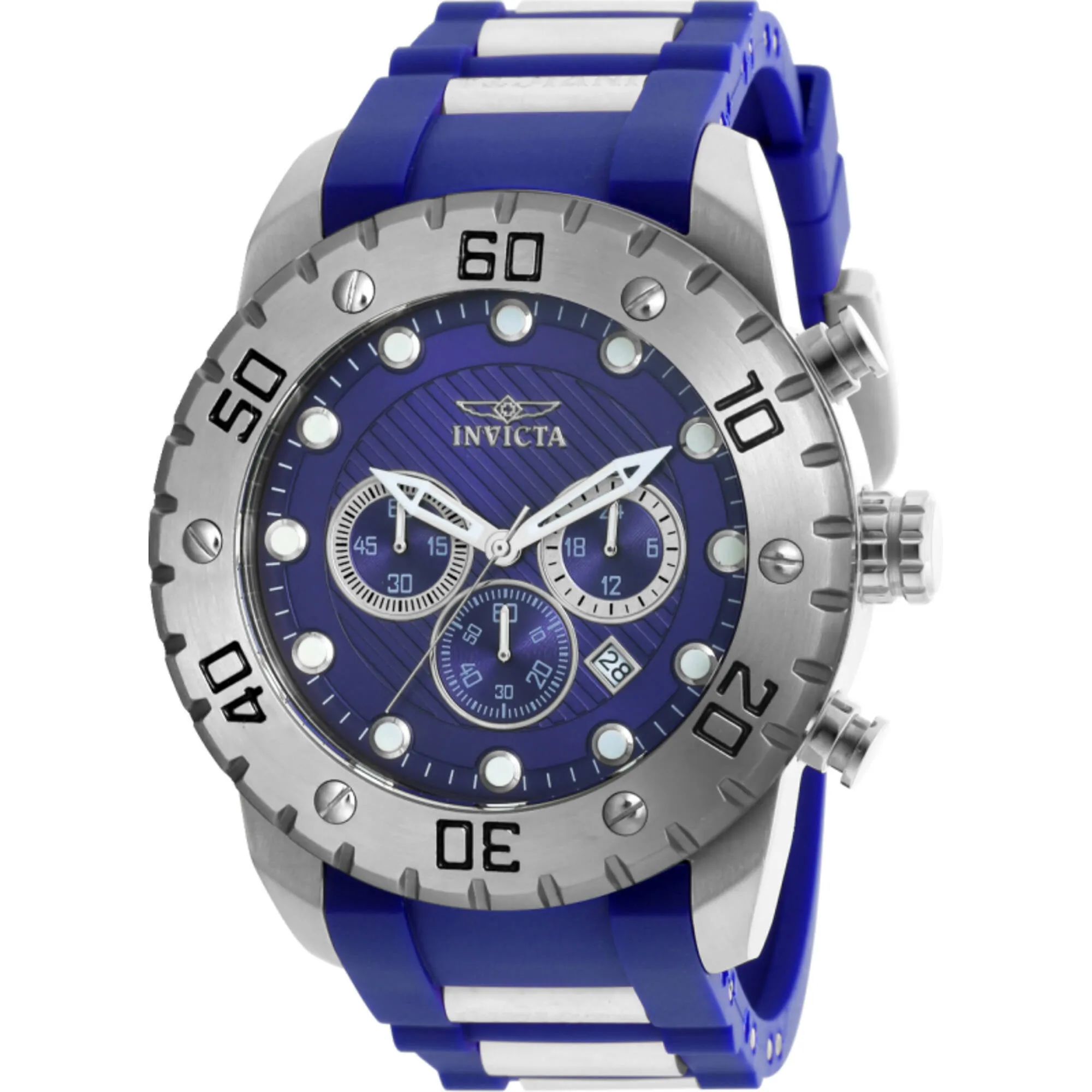 Invicta Men's Watch - Pro Diver Scuba Chrono Steel and Blue Silicone Strap | 20277 Invicta Men's Watches