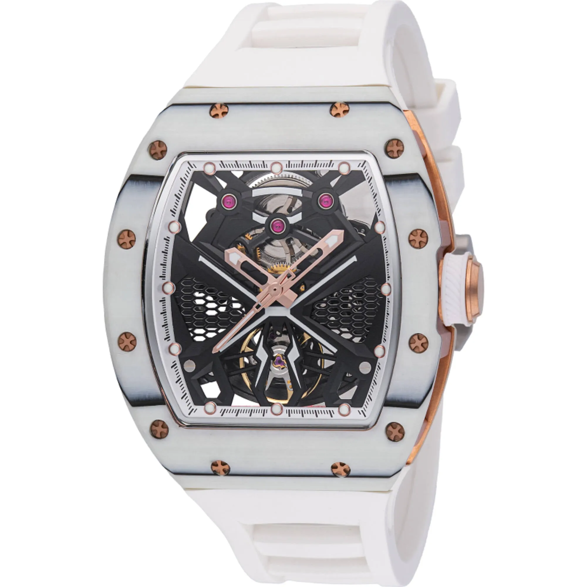Invicta Men's Watch S1 Rally Automatic Skeleton Dial White Silicone Strap 49015 Invicta Men's Watches