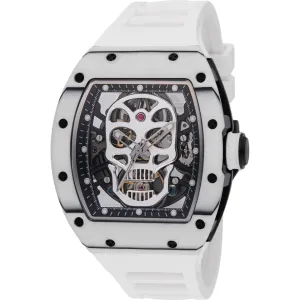 Invicta Men's Watch S1 Rally Black and Silver Skeleton Dial White Strap 49026 Invicta Men's Watches