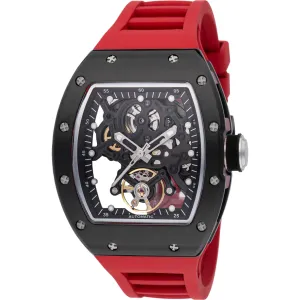Invicta Men's Watch S1 Rally Black and Silver Tone Skeleton Dial Red Strap 49027 Invicta Men's Watches