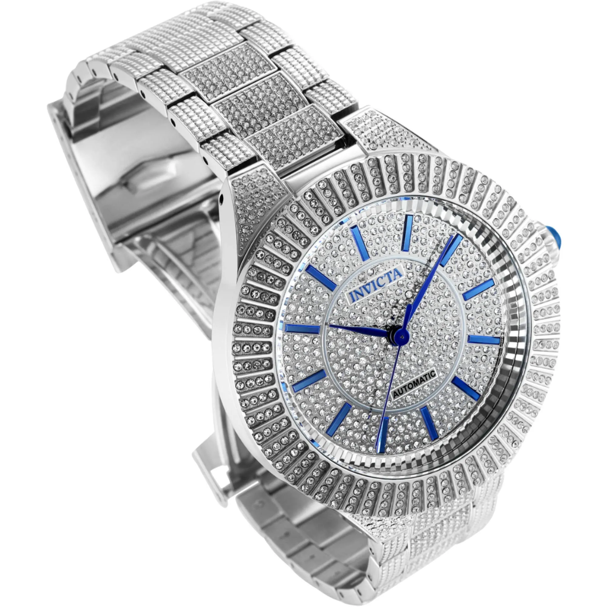 Invicta Men's Watch - Specialty Automatic Crystals Pave Silver Dial Bracelet | 34586 Invicta Men's Watches