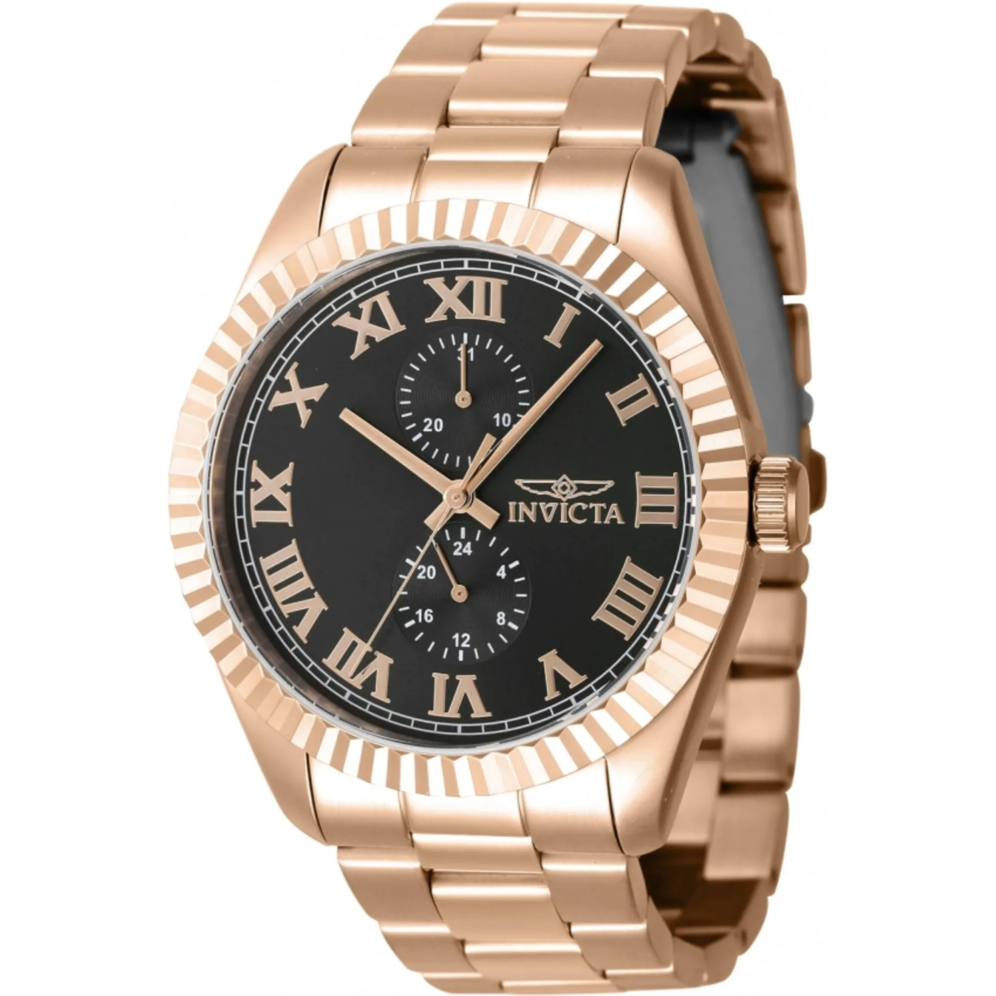 Invicta Men's Watch - Specialty Quartz Black Dial Rose Gold Steel Bracelet | 47432 Invicta Men's Watches