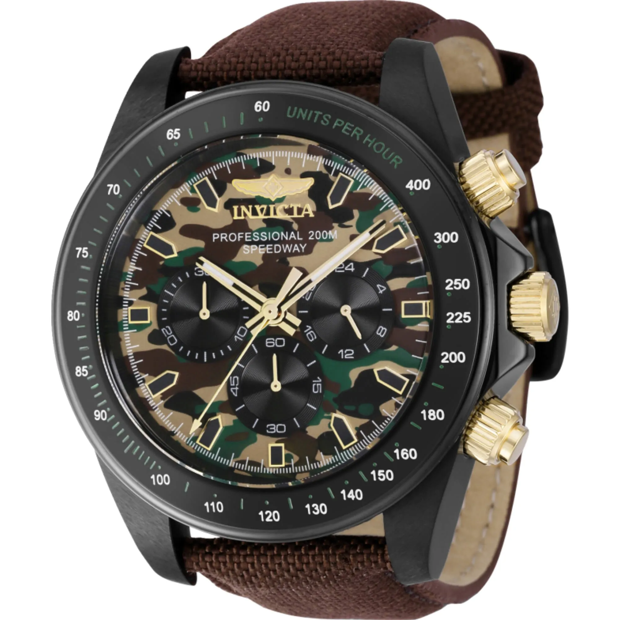 Invicta Men's Watch Speedway Chronograph Camouflage and Green Dial Strap 43678 Invicta Men's Watches