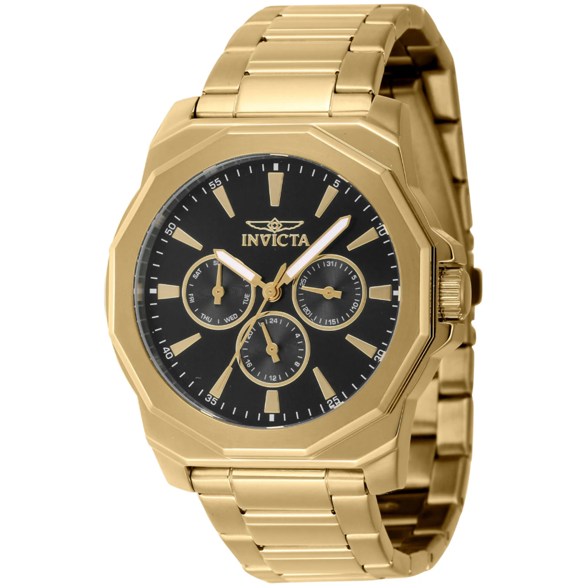 Invicta Men's Watch - Speedway Quartz Black Dial Yellow Gold Steel Bracelet | 46849 Invicta Men's Watches