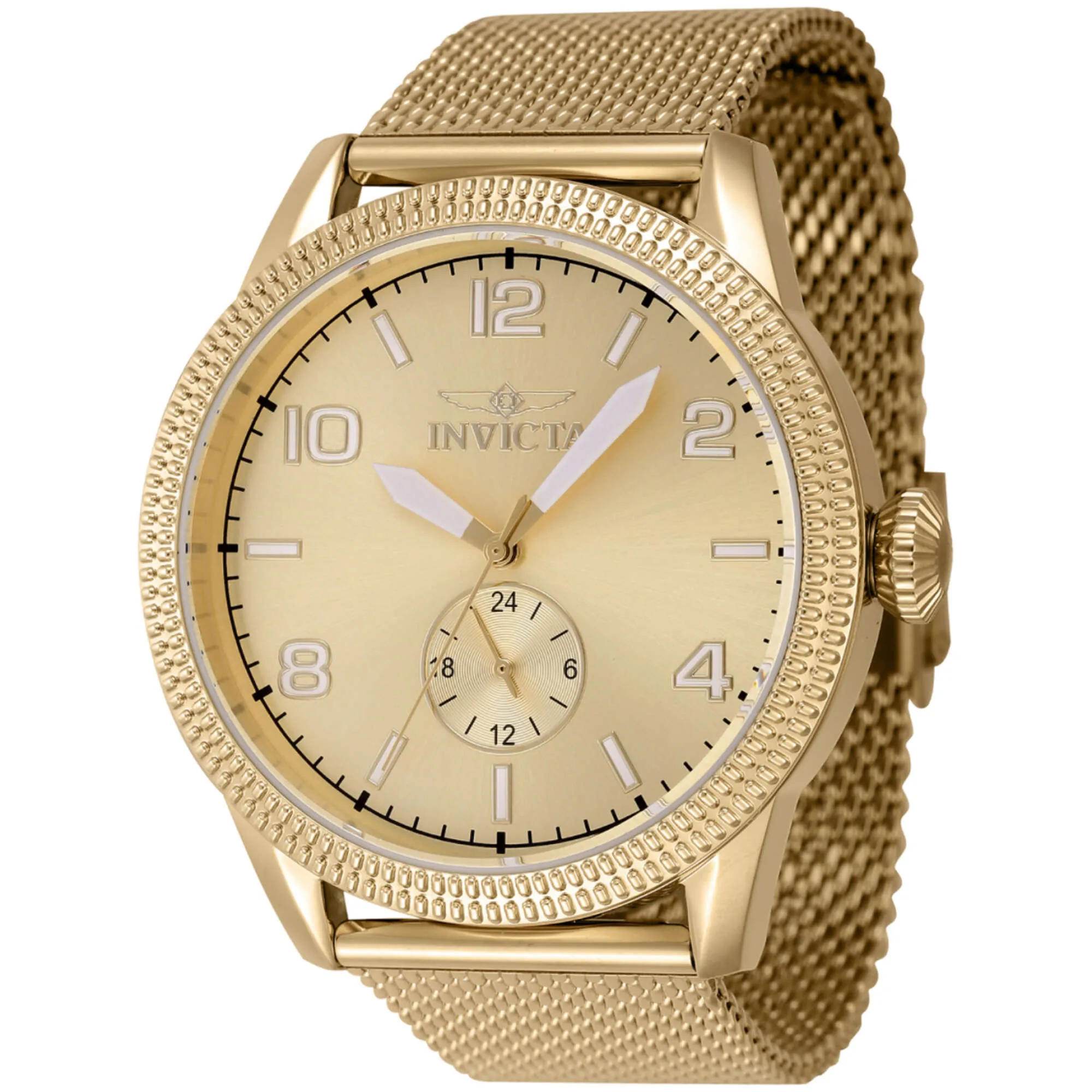 Invicta Men's Watch - Vintage Quartz Gold Tone Dial Steel Mesh Bracelet | 47136 Invicta Men's Watches