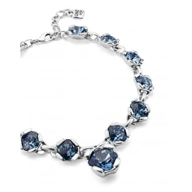 Ladies Charismatic Aura Blue Silver Faceted Crystal Necklace COL1865AZUMTL0U Unode50 Jewelry And Accessories