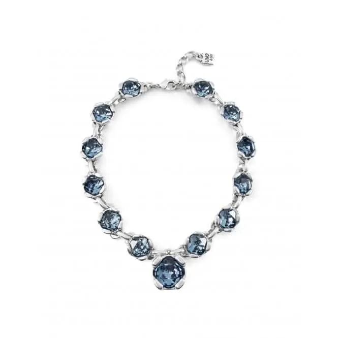 Ladies Charismatic Aura Blue Silver Faceted Crystal Necklace COL1865AZUMTL0U Unode50 Jewelry And Accessories