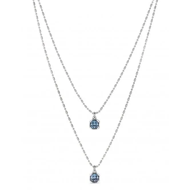 Ladies Charismatic Aura Blue Silver Faceted Crystal Necklace COL1866AZUMTL0U Unode50 Jewelry And Accessories