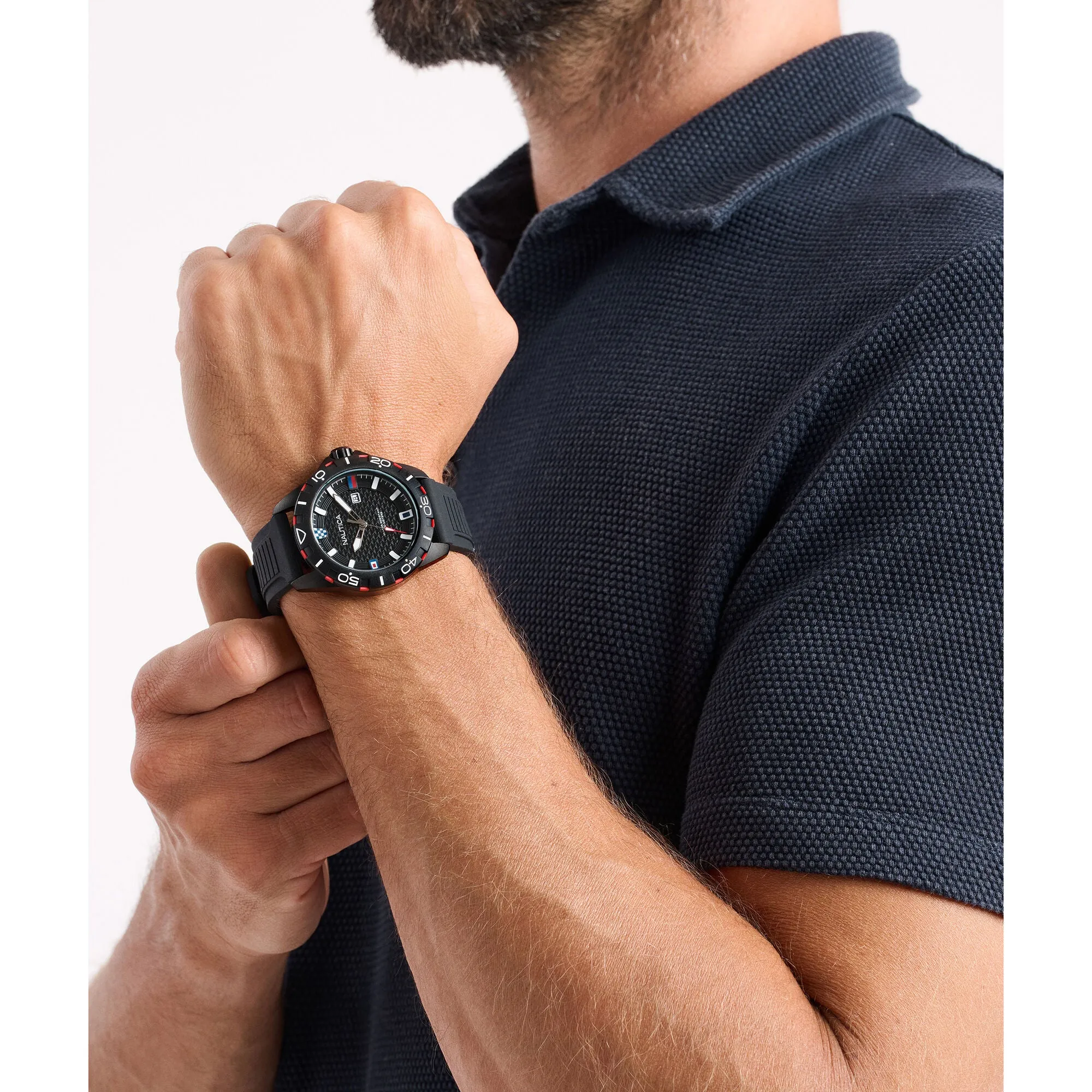 Nautica Mens Nsr Silicone Strap 3-Hand Watch Nautica Clothing