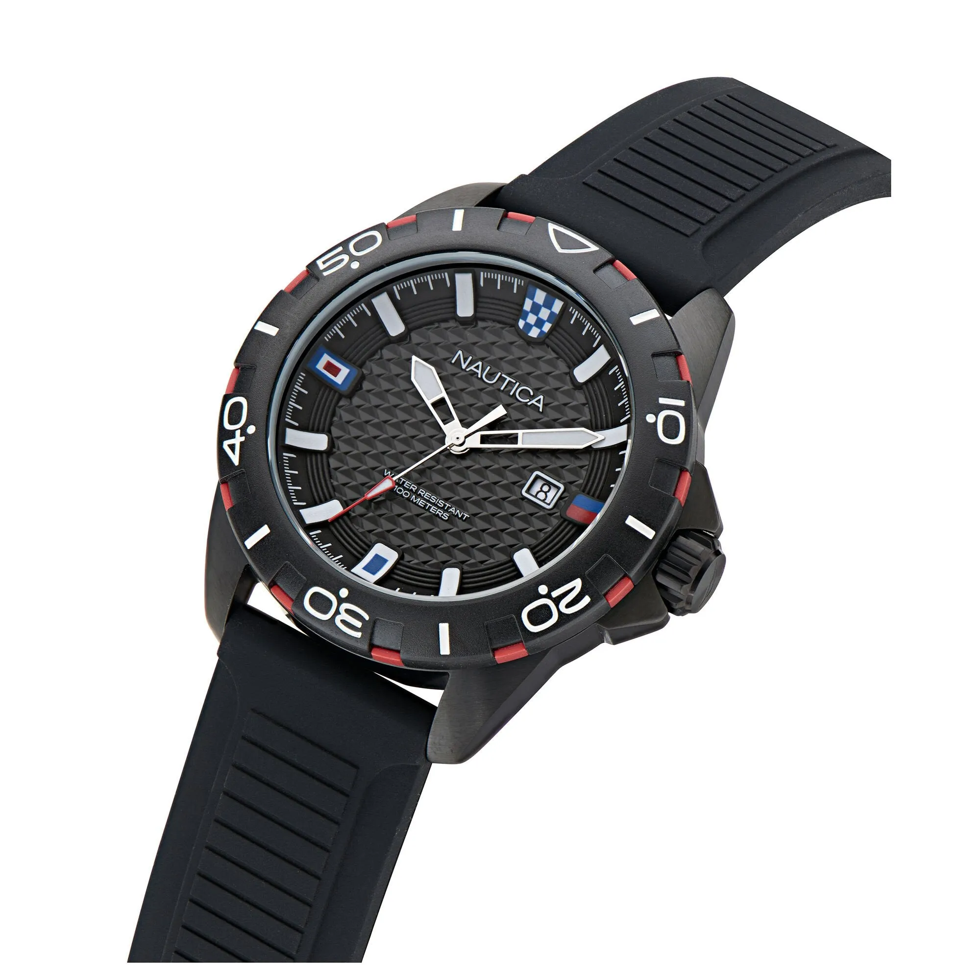Nautica Mens Nsr Silicone Strap 3-Hand Watch Nautica Clothing