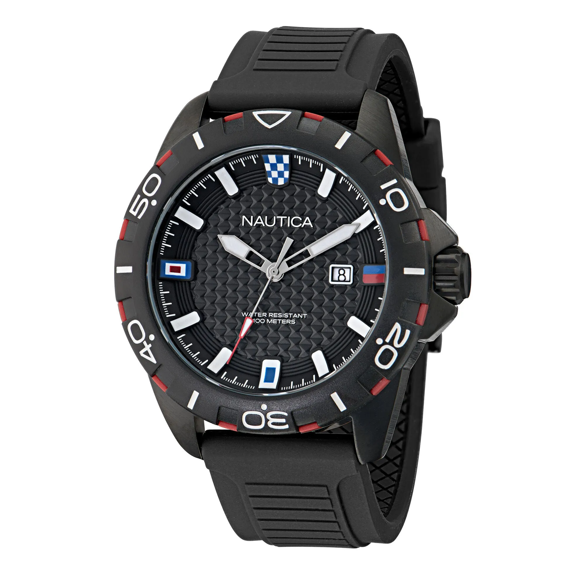 Nautica Mens Nsr Silicone Strap 3-Hand Watch Nautica Clothing