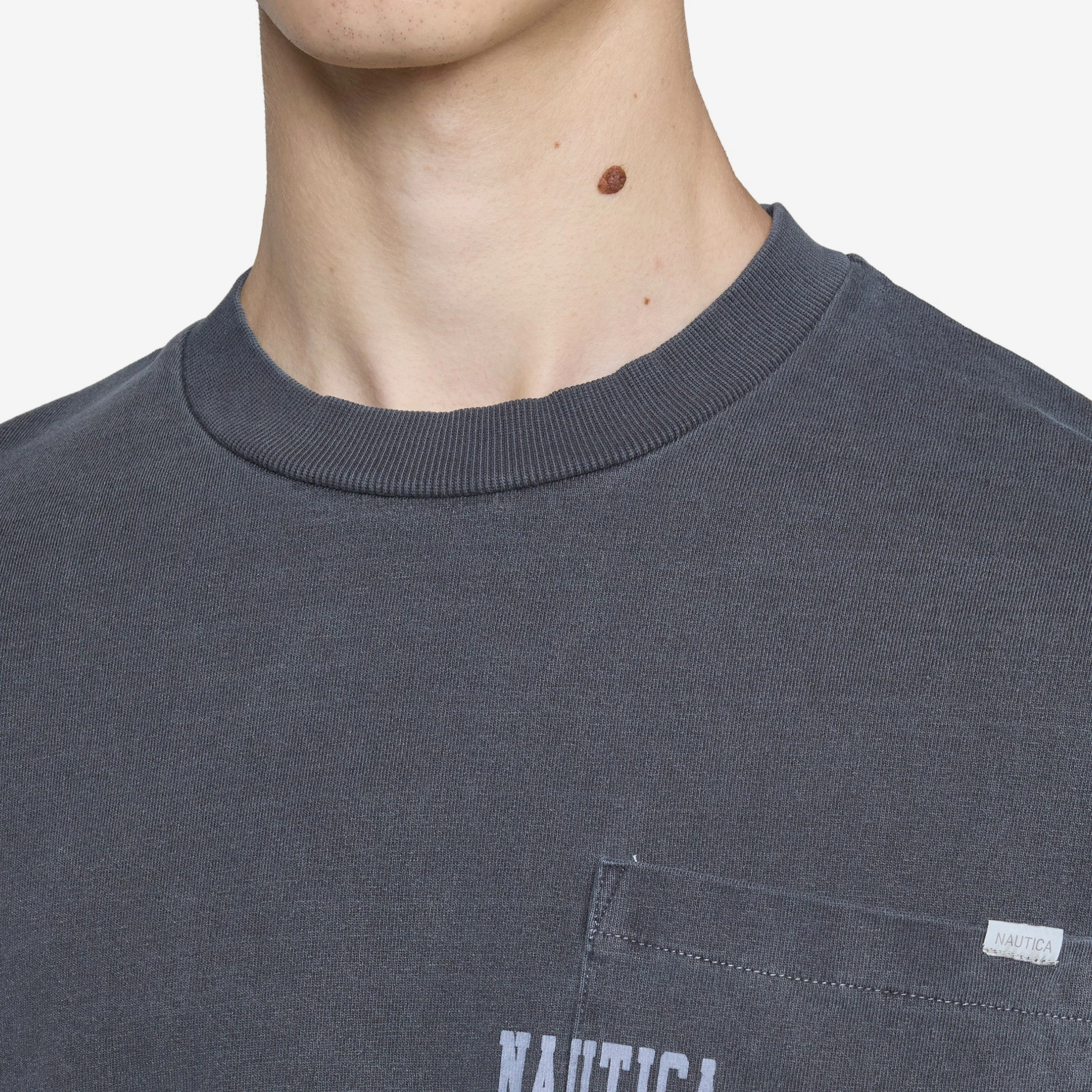 Pigment Dyed Hidden Logo Longsleeve T-Shirt Navy