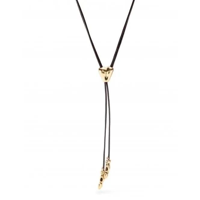 Pretty Love Leather Chain 18k Gold Plated Figures Heart Necklace COL1881MARORO0U Unode50 Jewelry And Accessories