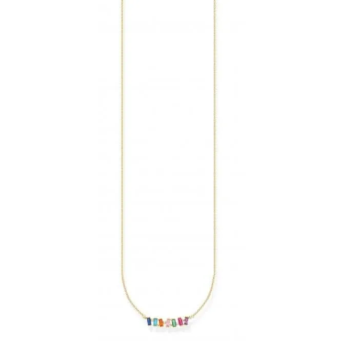 Silver Gold Plated Zirconia Multicoloured Necklace KE2095-488-7-L45V Thomas Sabo Necklaces