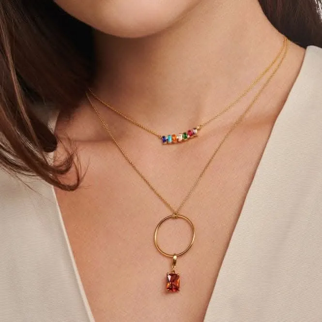 Silver Gold Plated Zirconia Multicoloured Necklace KE2095-488-7-L45V Thomas Sabo Necklaces