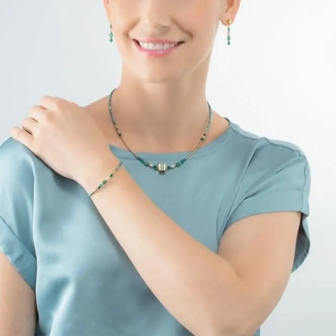 Square Stripes Green-Gold Bracelet 4355/30-0516 Coeur De Lion Jewellery