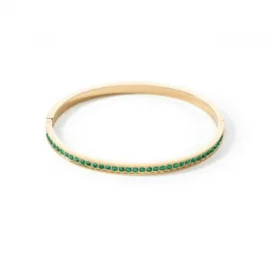 Stainless Steel Crystal Glass Dark Green Gold Bangle 0127/37-0549 Coeur De Lion Jewellery