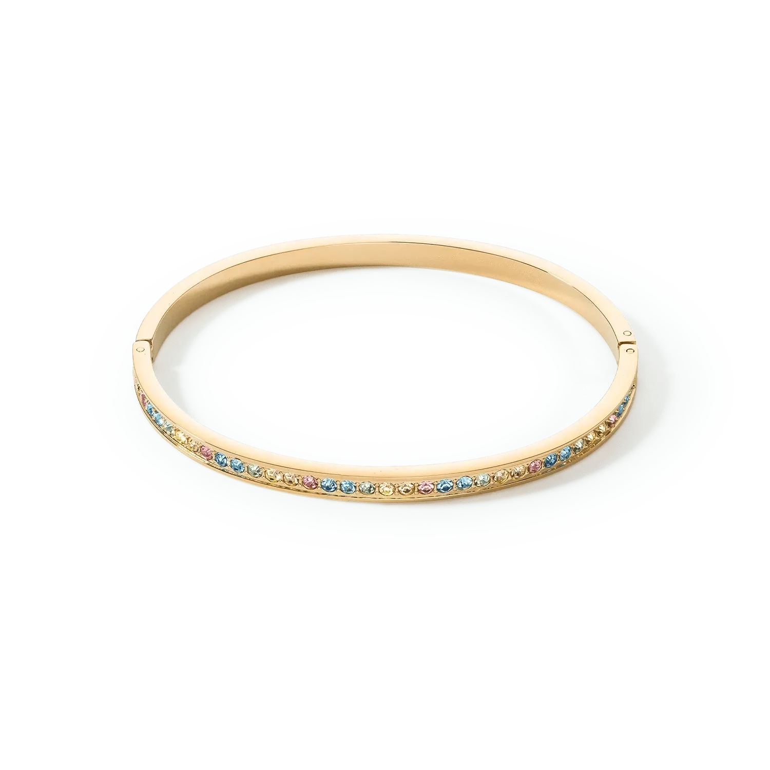 Stainless Steel Crystal Glass Multicolour Pastel Gold Bangle 0127/37-1590 Coeur De Lion Jewellery