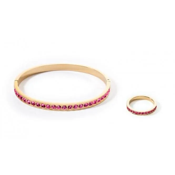 Stainless Steel Crystal Glass Pink Gold Bangle 0127/37-0416 Coeur De Lion Jewellery