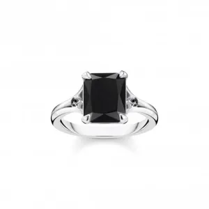 Sterling Silver Black Stone Ring TR2297-641-11 Thomas Sabo Rings