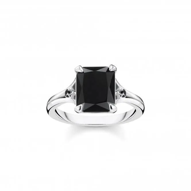 Sterling Silver Black Stone Ring TR2297-641-11 Thomas Sabo Rings