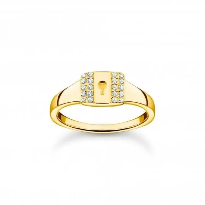Sterling Silver Gold Plated Padlock Ring TR2372-414-14 Thomas Sabo Rings