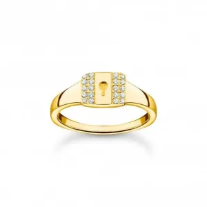 Sterling Silver Gold Plated Padlock Ring TR2372-414-14 Thomas Sabo Rings