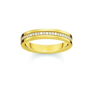 Sterling Silver Gold Plated White Zirconia Band Ring TR2117-414-14 Thomas Sabo Rings