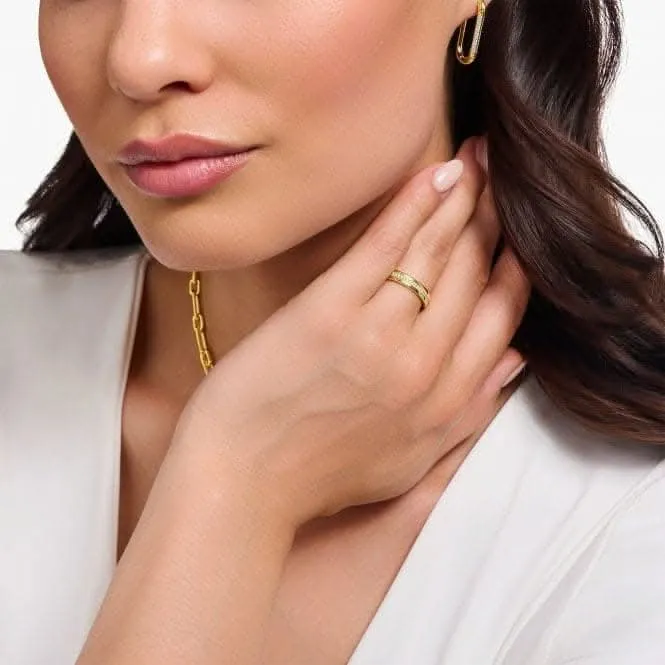 Sterling Silver Gold Plated White Zirconia Band Ring TR2117-414-14 Thomas Sabo Rings