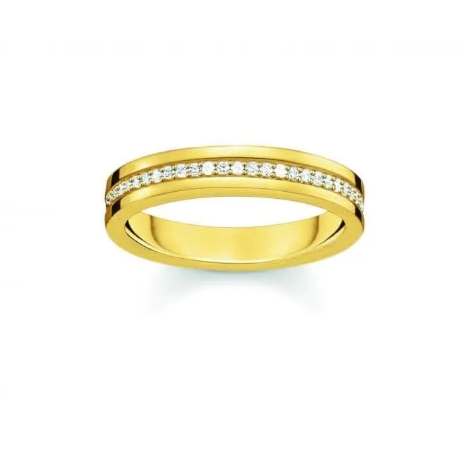 Sterling Silver Gold Plated White Zirconia Band Ring TR2117-414-14 Thomas Sabo Rings