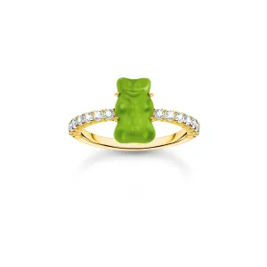 Sterling Silver HARIBO Gold Plated Zirconia Green Goldbears Ring TR2459-414-6 Thomas Sabo Rings