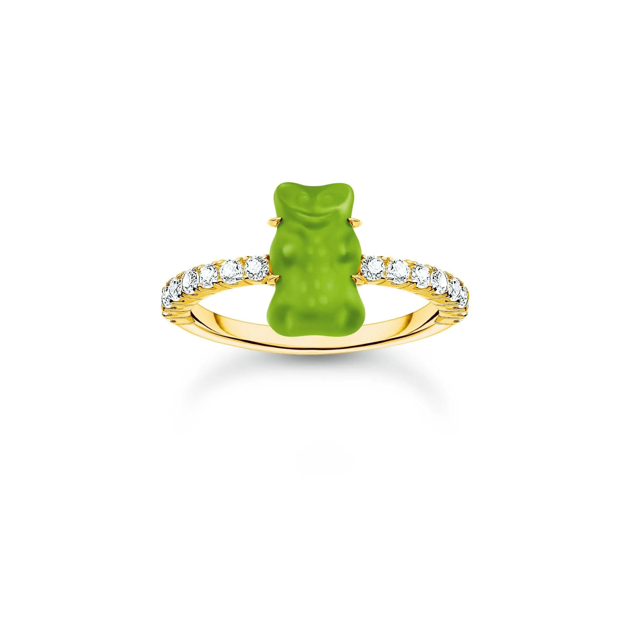 Sterling Silver HARIBO Gold Plated Zirconia Green Goldbears Ring TR2459-414-6 Thomas Sabo Rings