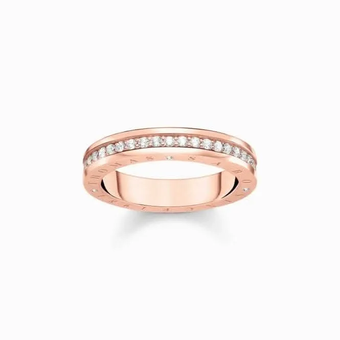 Sterling Silver  Rose Gold Plated White Pavé Stones Ring TR2254-416-14 Thomas Sabo Rings