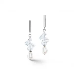 Swarovski Crystal Freshwater Pearl White Silver Ear Studs 1124/21-1417 Coeur De Lion Jewellery