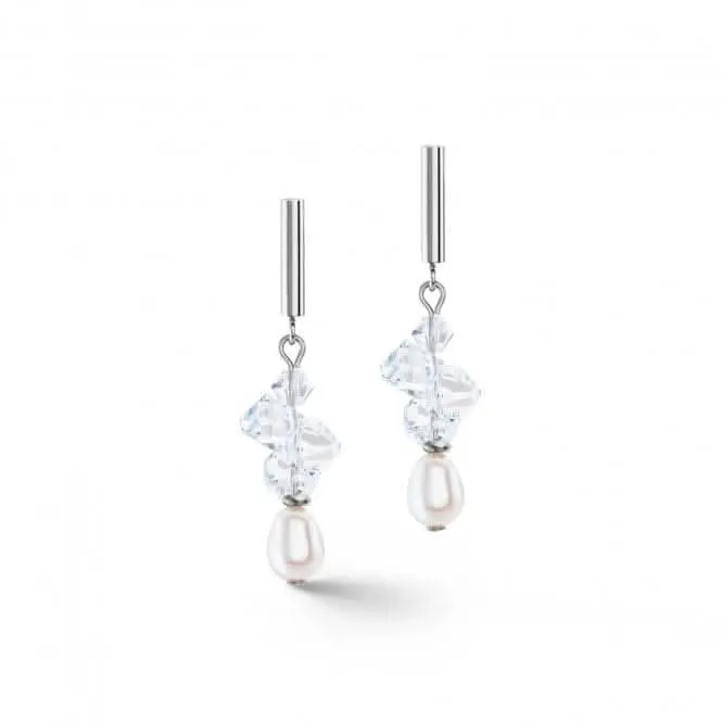 Swarovski Crystal Freshwater Pearl White Silver Ear Studs 1124/21-1417 Coeur De Lion Jewellery