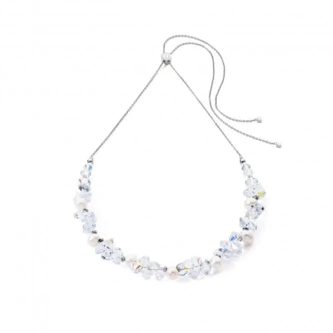 Swarovski Crystal Freshwater Pearl White Silver Necklace 1124/10-1417 Coeur De Lion Jewellery