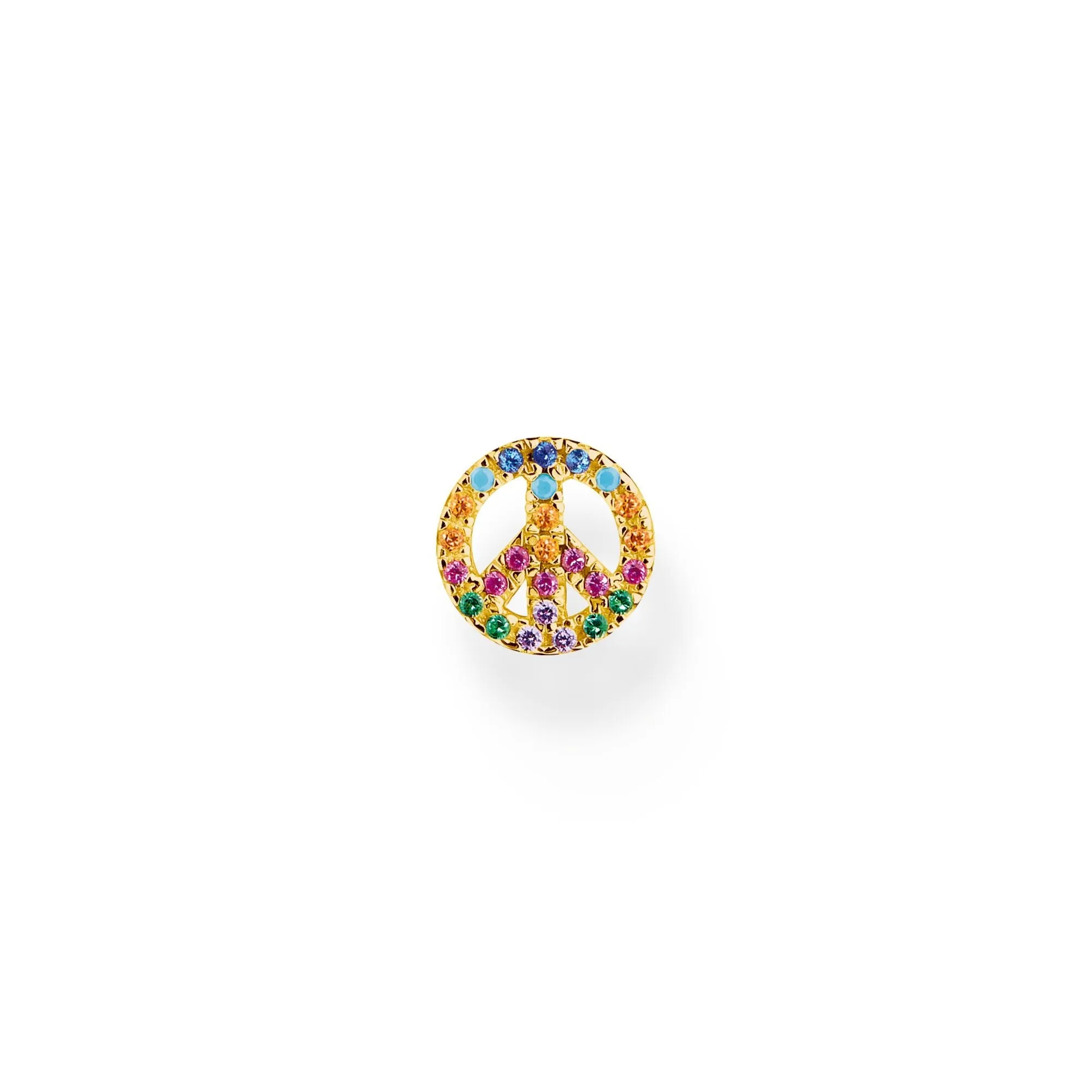 Thomas Sabo Jewellery Thomas Sabo Charm Club Gold Plated Sterling Silver Colourful Peace Single Stud Earring